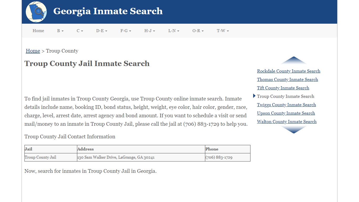 Troup County Jail Inmate Search