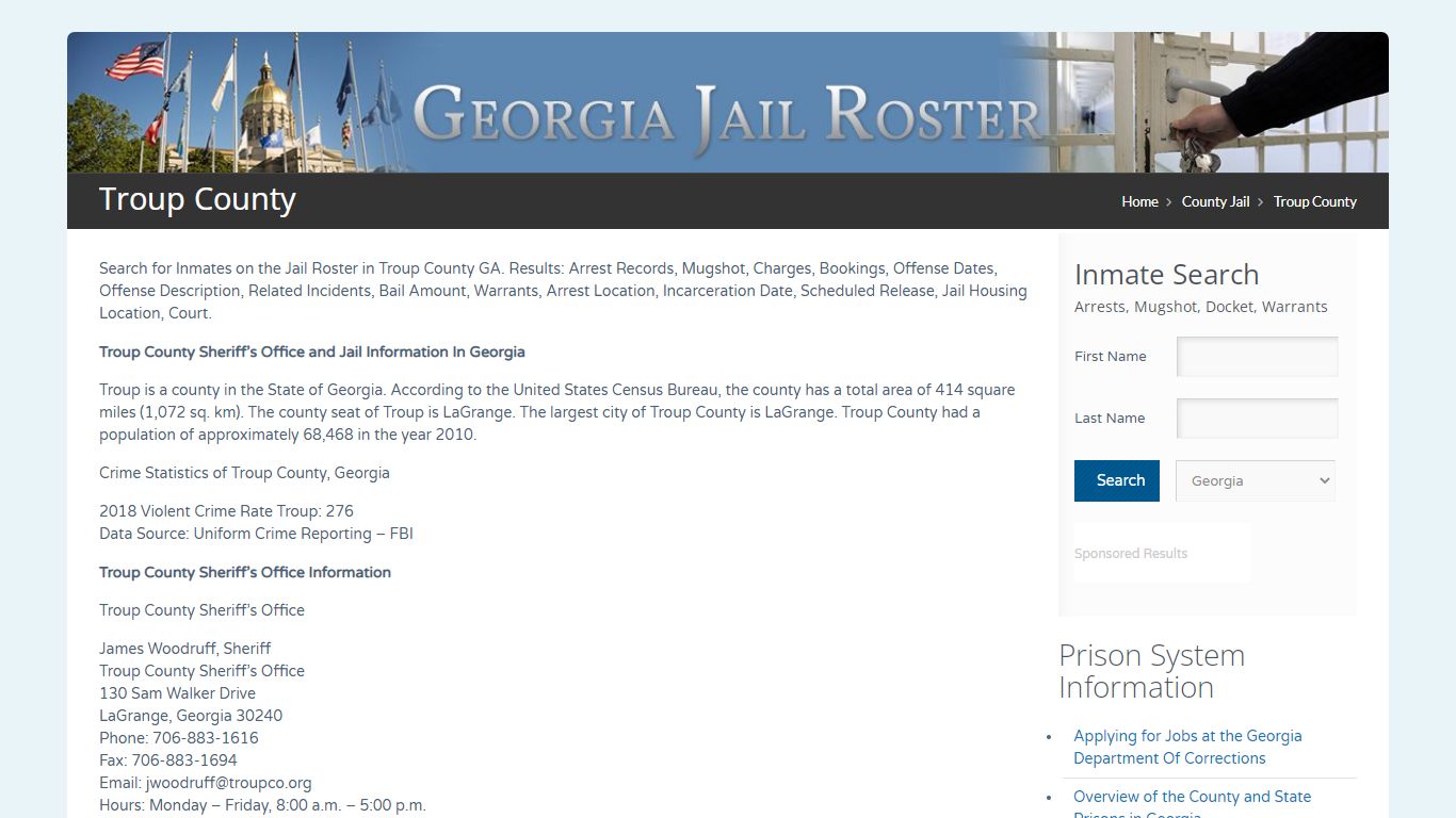 Troup County | Georgia Jail Inmate Search