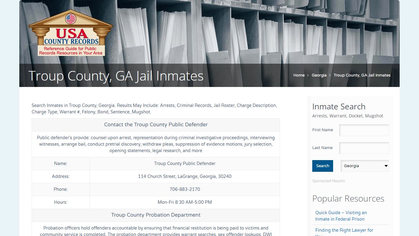 Troup County, GA Jail Inmates | Name Search